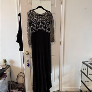 Jovani Black and Silver Long Sleeve Gown